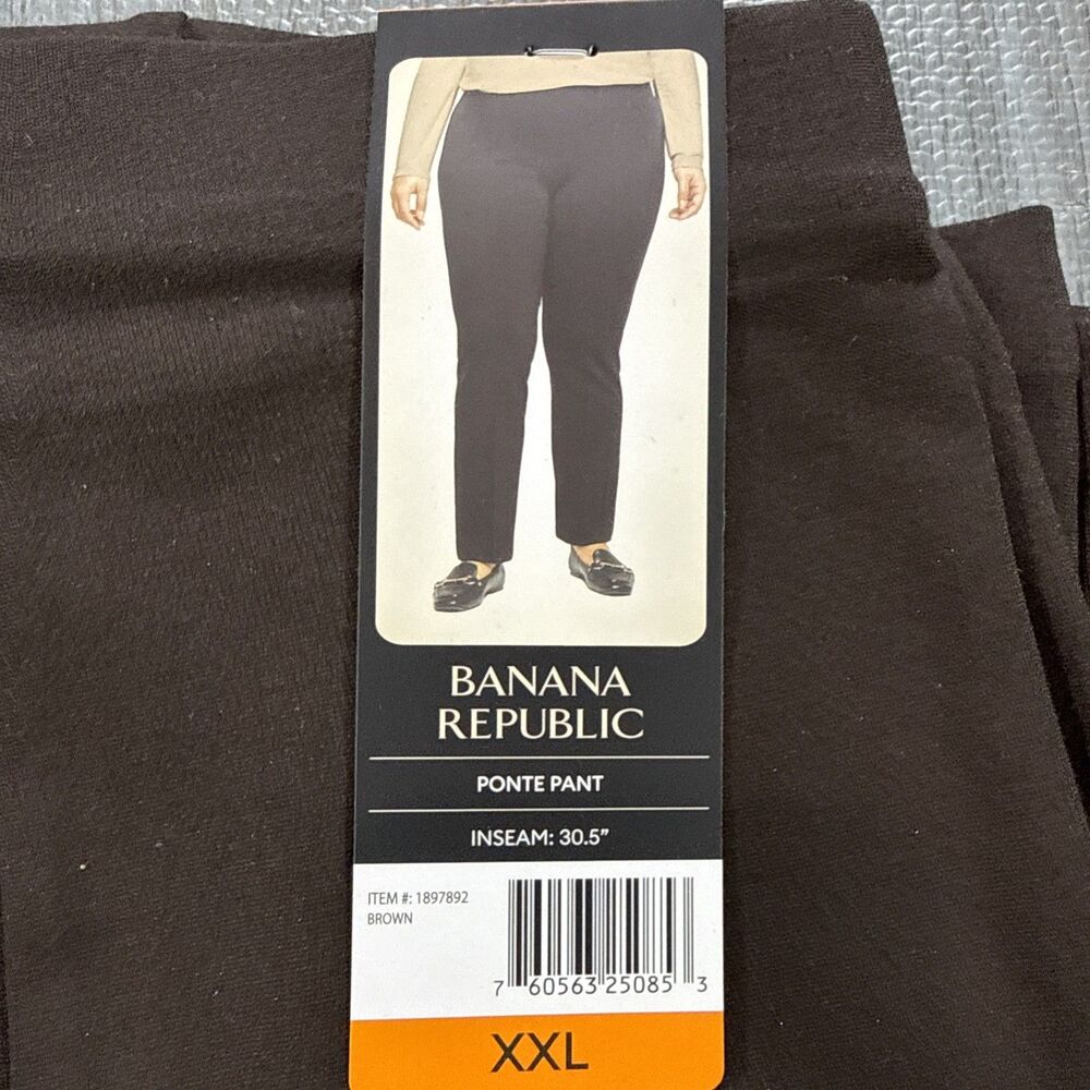 Banana Republic Women's Pull-On Straight Leg Ponte Pants, Brown, Size XXL